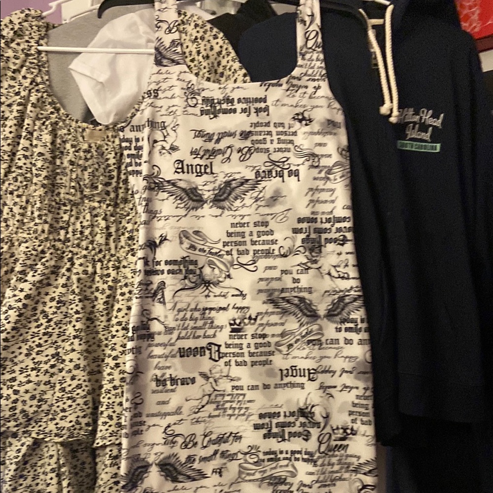 White and Black Graphic Print Dress New